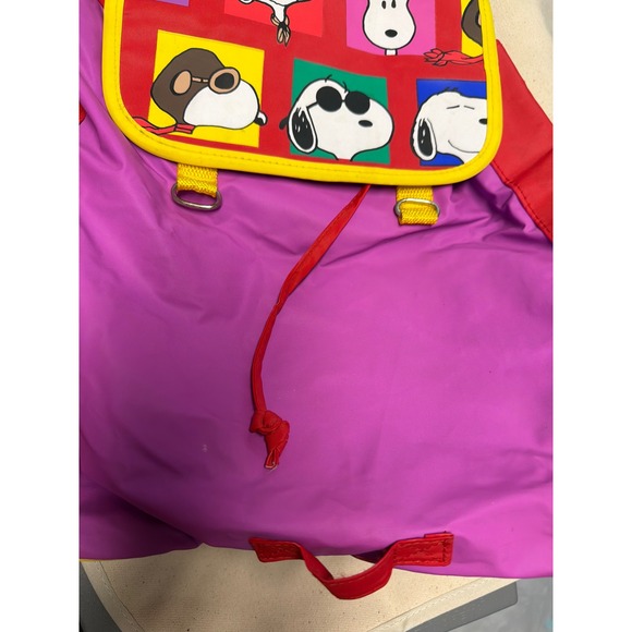 Vintage Peanuts Snoopy Colorblock Backpack Red Purple 90s Retro Rucksack Bag main image 11